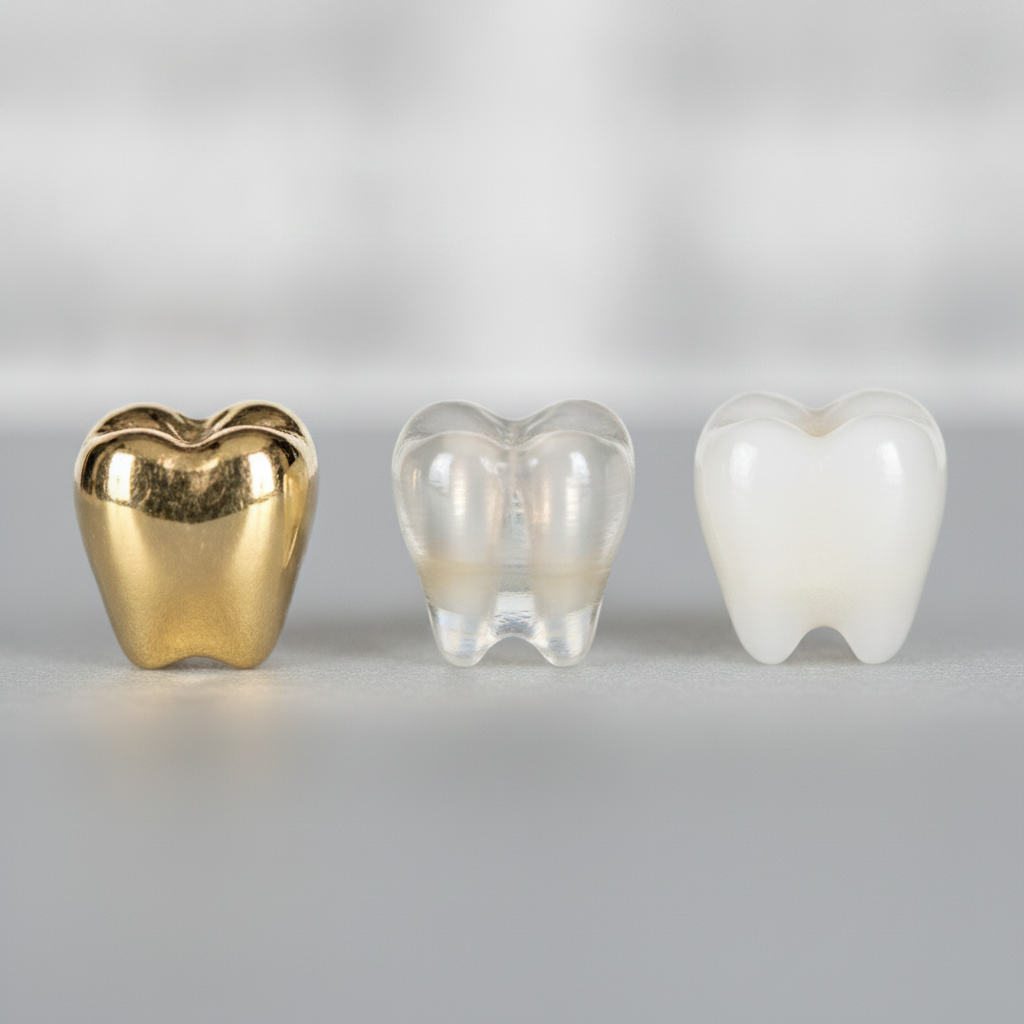 Dental Crowns Belgium demonstrate diverse material options from ceramic to gold alloys