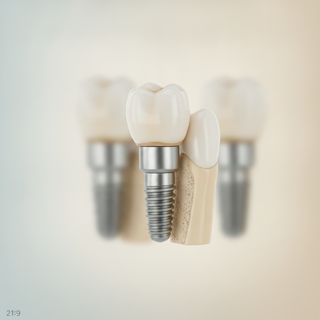 Dental Implants Cost in Brussels: visualizing the essential titanium post, abutment, and natural crown structure