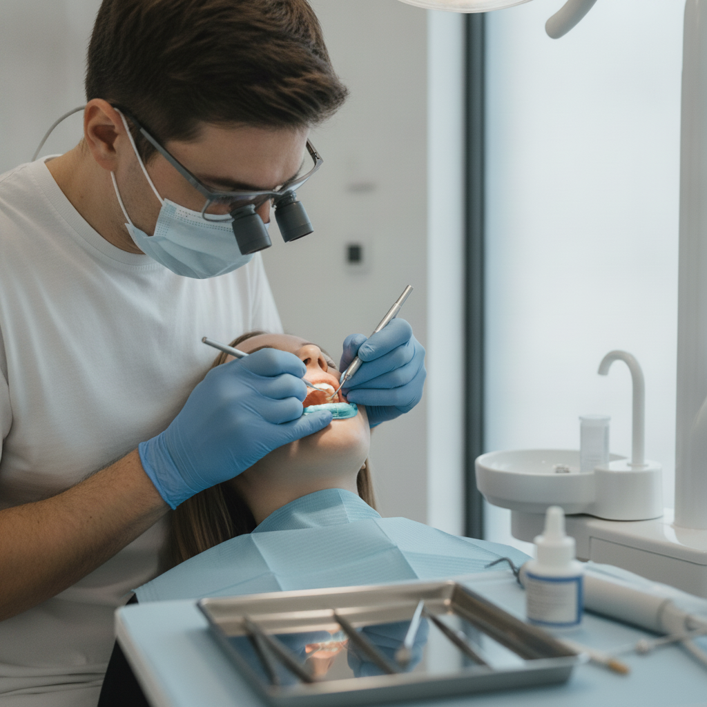 Veneers Cost in Antwerp: Understanding the meticulous process of dental veneer placement in a modern clinic.